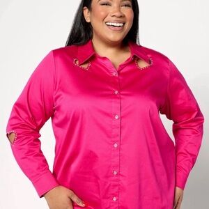 Pink Women's Top with Cutout Details